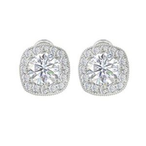 ZAXIE BY STEFANIE TAYLOR Cushion Cut CZ Halo Stud Earrings $36